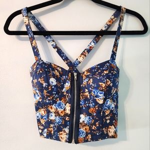 Lovely Day Blue Floral Crop Top Size Small **Last Chance**